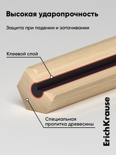 Набор карандашей чернографитных ErichKrause, 12 штук, разной твёрдости, шестигранные, деревянные, серебристый корпус