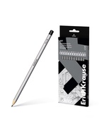 Набор карандашей чернографитных различной твердости 12 штук, ErichKrause, грифель d=2.2 мм, шестигранные, ударопрочные, серебро, в коробке - Фото 3