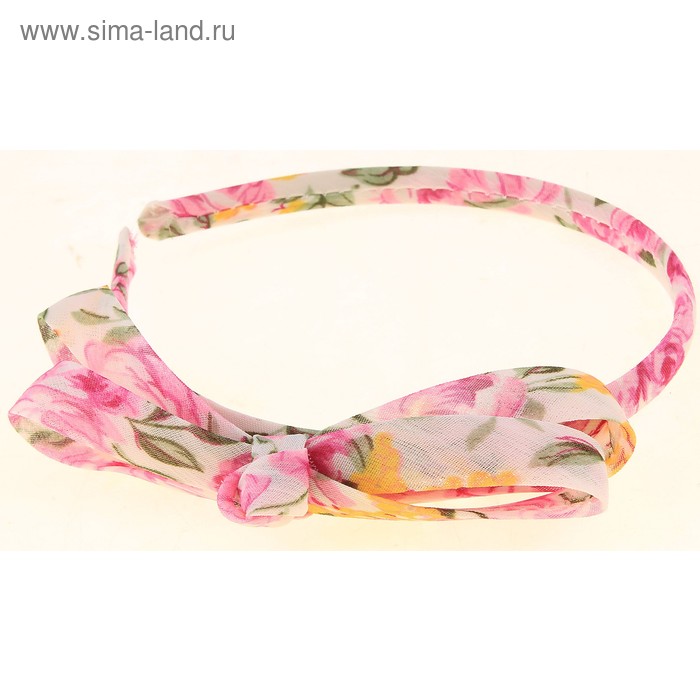 ободок для волос бантик тонкий цветы - Фото 1