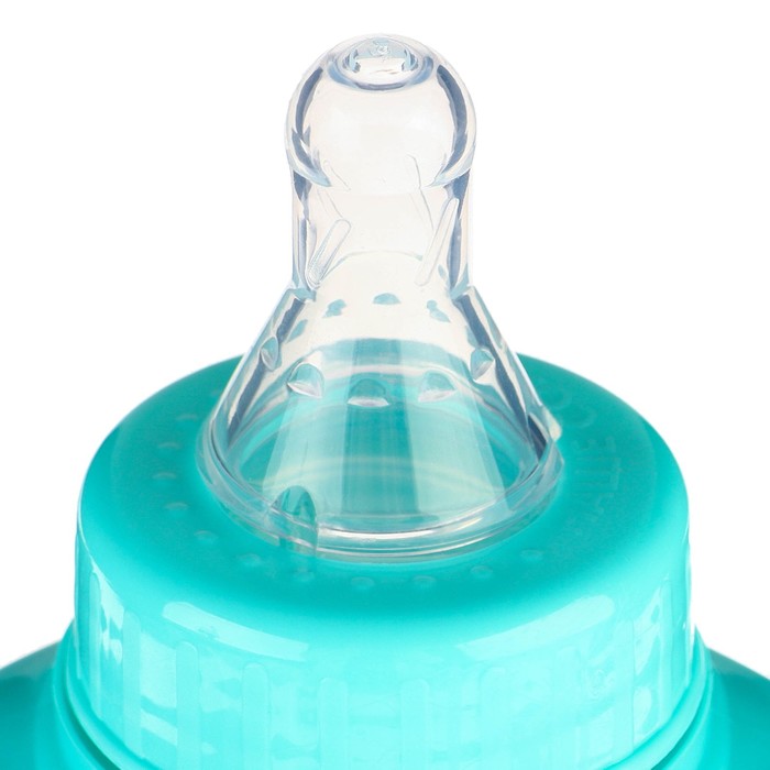 Бутылочка для кормления «Мишутка», классическое горло, приталенная, с ручками, 150 мл., от 0 мес., цвет бирюзовый - фото 1896667413