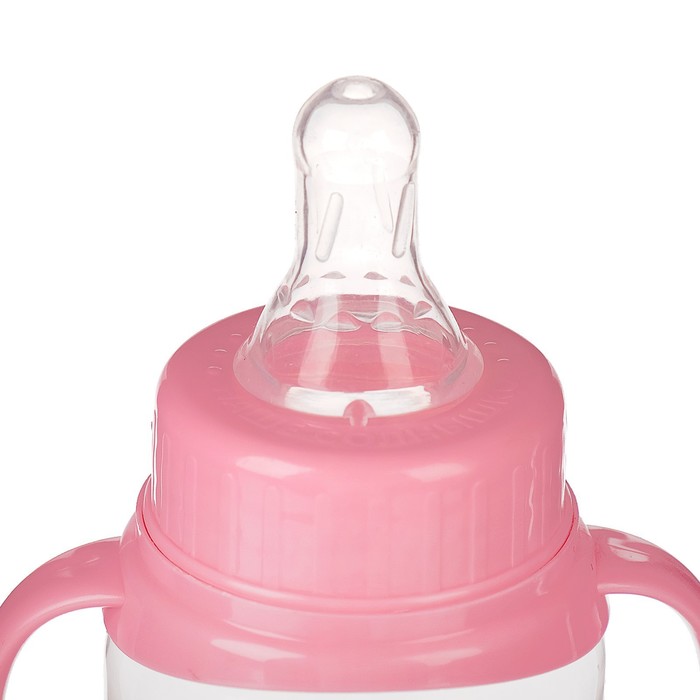 Бутылочка для кормления с ручками «Моя первая бутылочка», классическое горло, 150 мл., от 0 мес., цвет розовый - фото 1896667418