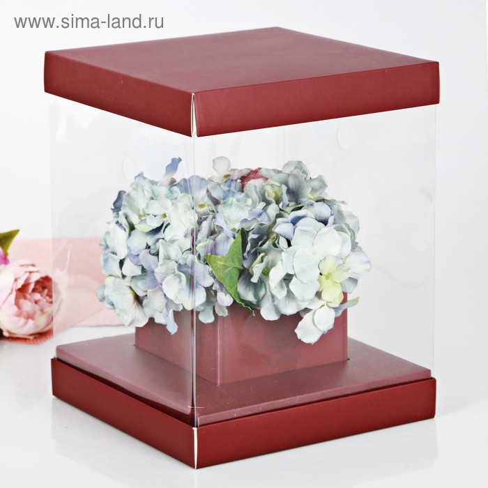 Коробка подарочная для цветов с вазой и PVC окнами складная, упаковка, «Для самой элегантной», 23 х 30 х 23 см - Фото 1