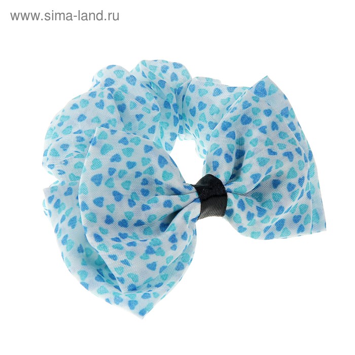резинка для волос ткань бантик сердечки - Фото 1