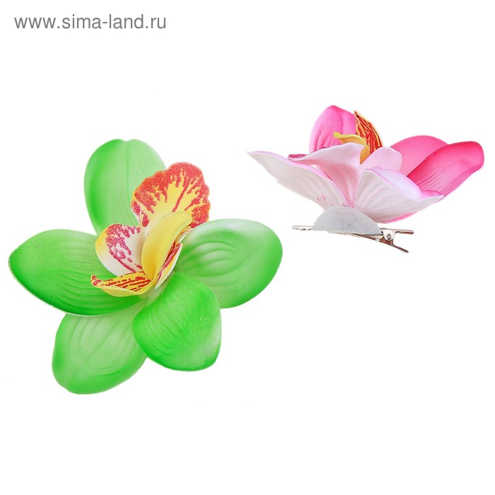зажим для волос Шик цветочный орхидея баркерия микс - Фото 1