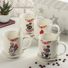 Кружка 320 мл «Кофейная любовь», с подставкой и ложкой, рисунок МИКС - Фото 2