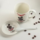 Кружка 320 мл «Кофейная любовь», с подставкой и ложкой, рисунок МИКС - Фото 4