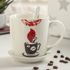 Кружка 320 мл «Кофейная любовь», с подставкой и ложкой, рисунок МИКС - Фото 7