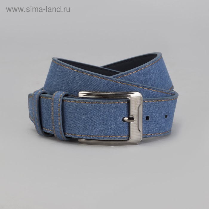 Ремень мужской, джинс, пряжка металл, ширина - 4,5 см, цвет синий - Фото 1