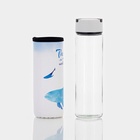 Бутылка для воды «Кит», 500 мл, h=23.5 см, с ручкой, в чехле, стекло, рисунок МИКС - Фото 8