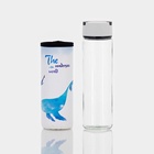 Бутылка для воды «Кит», 500 мл, h=23.5 см, с ручкой, в чехле, стекло, рисунок МИКС - Фото 2