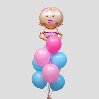 Фонтан из шаров "Доченька", латекс, фольга, 10 шт.