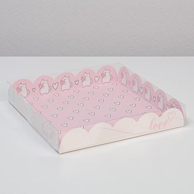 Коробка для кондитерских изделий с PVC-крышкой Love, 18 × 18 × 3 см