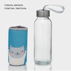 Бутылка для воды «Милые животные», 300 мл, h=17 см, в чехле, стекло, голубая, прозрачная - Фото 2