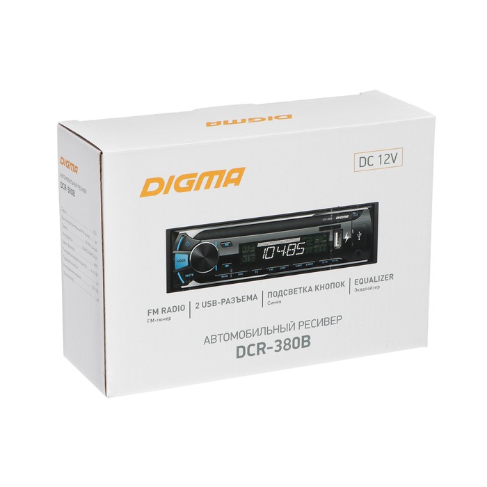 Автомагнитола Digma DCR-380B 1DIN, 4 x 45 Вт, USBx2, SD, AUX - фото 51318037