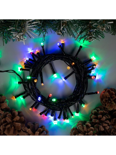 Гирлянда «Нить» 5 м, IP20, тёмная нить, 50 LED, 8 режимов, 220 В, свечение мульти