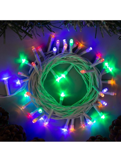 Гирлянда «Нить» 5 м, IP20, белая нить, 50 LED, 8 режимов, 220 В, свечение мульти