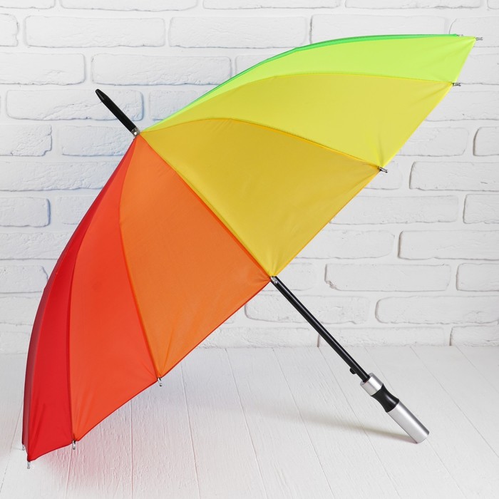 Зонт - трость полуавтоматический «Радужное настроение», эпонж, 16 спиц, R = 48 см, разноцветный - фото 1886135380