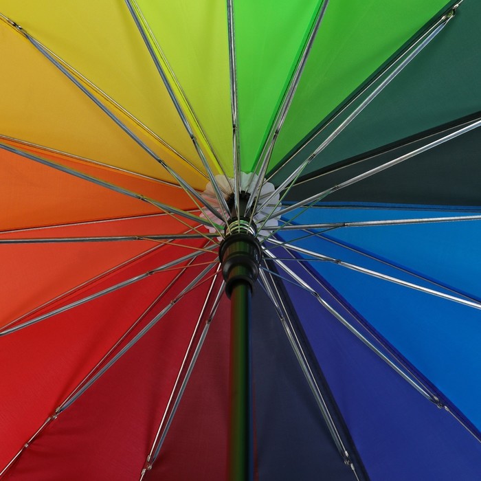 Зонт - трость полуавтоматический «Радужное настроение», эпонж, 16 спиц, R = 48 см, разноцветный - фото 1886135382