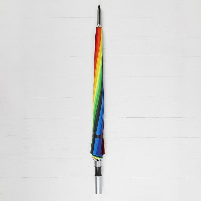 Зонт - трость полуавтоматический «Радужное настроение», эпонж, 16 спиц, R = 48 см, разноцветный - фото 1886135384