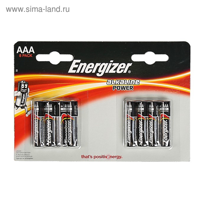 Батарейка алкалиновая Energizer Alkaline Power, AAA, LR03-8BL, 1.5В, блистер, 8 шт. - Фото 1