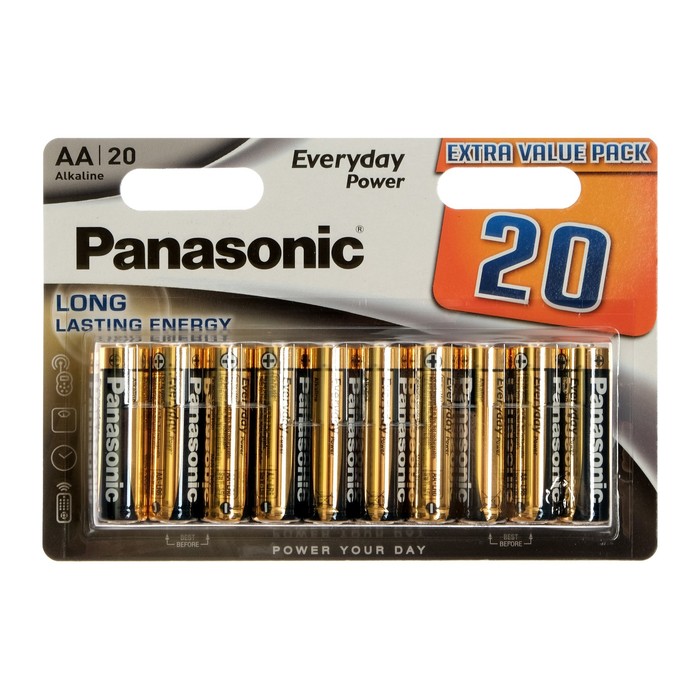 Батарейка алкалиновая Panasonic Everyday Power, AA, LR6-20BL, 1.5В, блистер, 20 шт. - фото 51318055