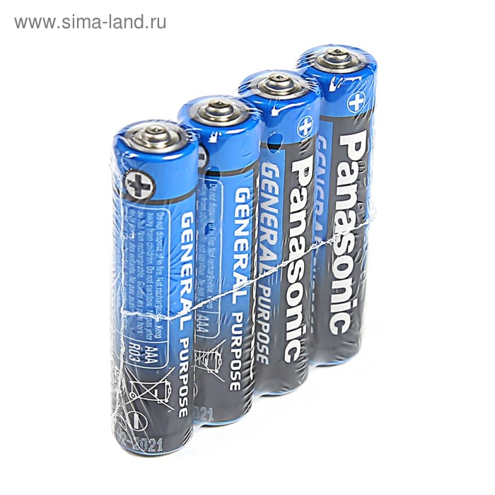 Батарейка солевая Panasonic General Purpose, AAA, R03-4S, 1.5В, спайка, 4 шт. - Фото 1