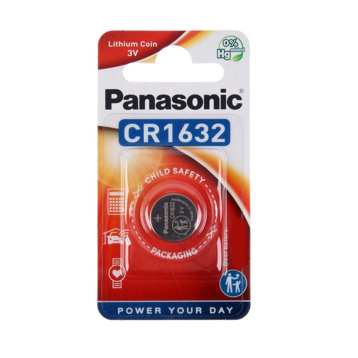 Батарейка литиевая Panasonic Lithium Power, CR1632-1BL, 3В, блистер, 1 шт - Фото 1