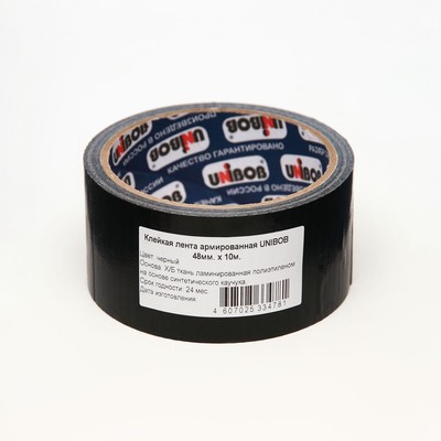 Клейкая лента Unibob армированная чёрная 48 мм × 10 м