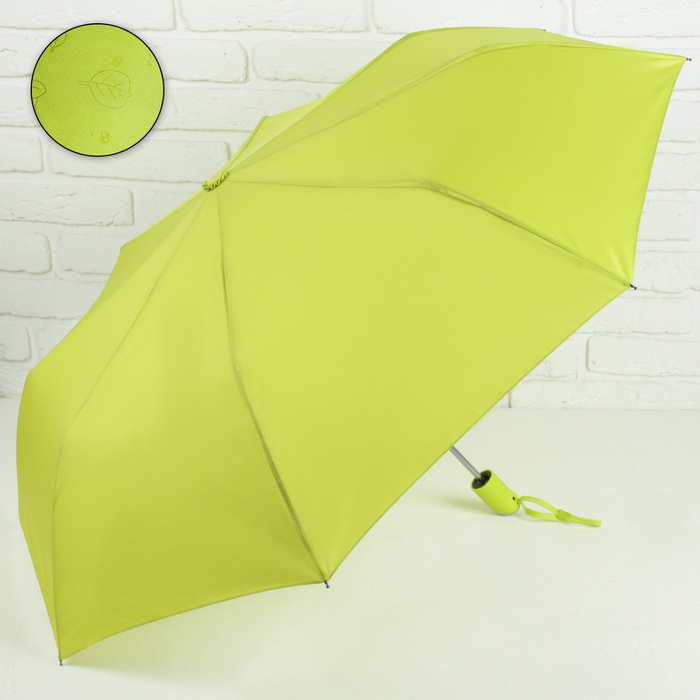Зонт полуавтоматический «Цветочки», 3 сложения, 8 спиц, R = 50 см, с проявляющимся рисунком, цвет зелёный - Фото 1