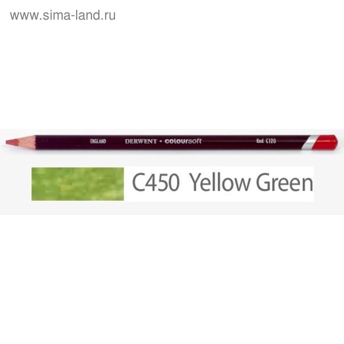 Карандаш цветной Derwent Coloursoft №C450 Желто-зеленый 700997 - Фото 1