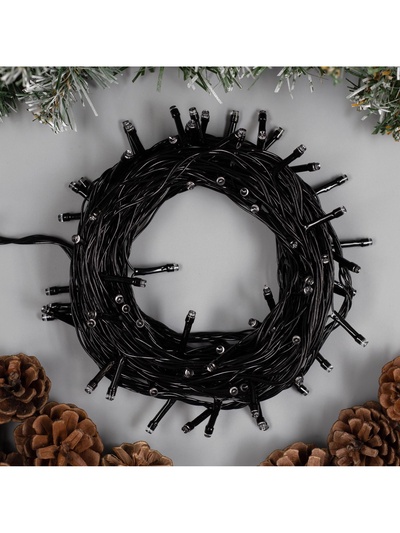 Гирлянда «Нить» 10 м, IP20, тёмная нить, 100 LED, 8 режимов, 220 В, свечение синее