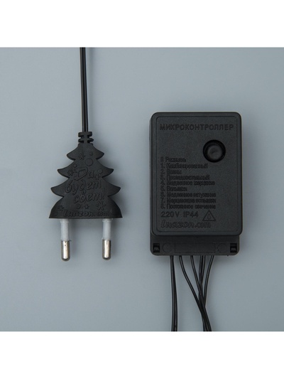 Гирлянда «Нить» 20 м, IP20, тёмная нить, 200 LED, свечение тёплое белое, 8 режимов, 220 В