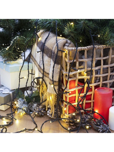 Гирлянда «Нить» 20 м, IP20, тёмная нить, 200 LED, свечение тёплое белое, 8 режимов, 220 В