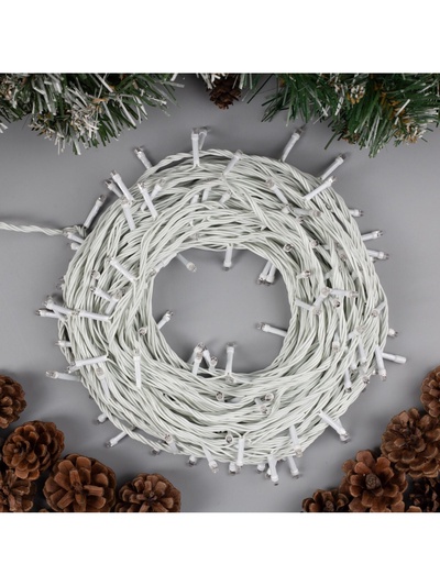 Гирлянда «Нить» 20 м, IP20, белая нить, 200 LED, свечение жёлтое, 8 режимов, 220 В