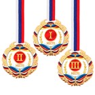 Медаль призовая 078 диам 7 см. 1 место, триколор. Цвет зол. С лентой - фото 8404688
