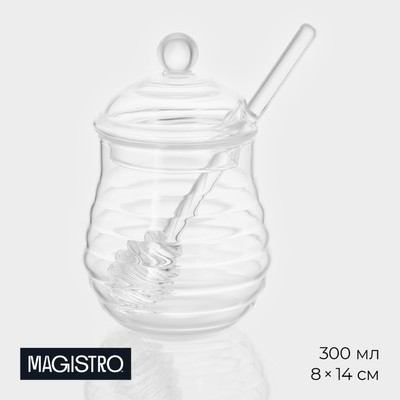 Баночка для мёда и варенья Magistro «Винни», 300 мл, 8×14 см, стекло, прозрачная