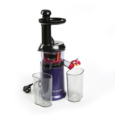 Соковыжималка Scarlett SC - JE50S39, шнековая, 200 Вт, 1 л, чёрно-фиолетовая