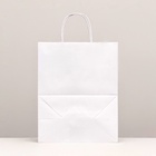 Пакет крафт без печати, белый, круглая ручка 24×14×28 см  (артикул 3742612)  большой выбор товаров оптом и в розницу по низким ценам с доставкой