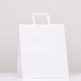Пакет крафт без печати, белый, плоская ручка 28?15?32 см (комплект 25 шт)