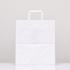 Пакет крафт без печати, белый, плоская ручка 28?15?32 см (комплект 25 шт) - фото 61859993