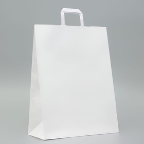 Пакет крафт без печати, белый, плоская ручка 35?15?45 см (комплект 25 шт)
