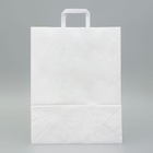 Пакет крафт без печати, белый, плоская ручка 35×15×45 см - Фото 3