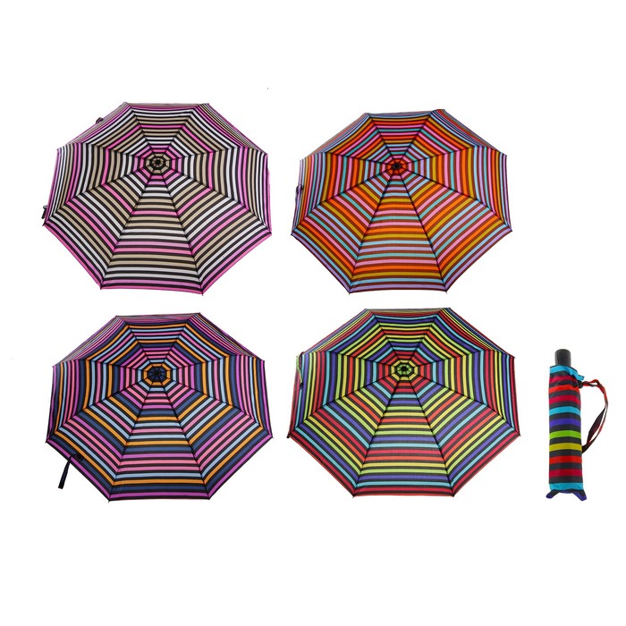 Зонт автоматический "Полосы", R=55см, цвет МИКС - Фото 1
