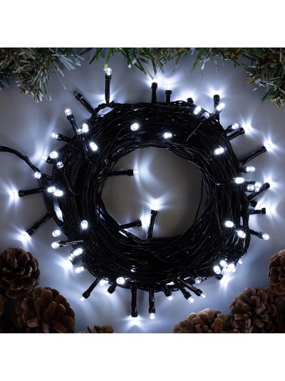 Гирлянда «Нить» 10 м, IP20, тёмная нить, 100 LED, 8 режимов, 220 В, свечение белое