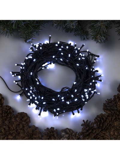 Гирлянда «Нить» 20 м, IP20, тёмная нить, 200 LED, свечение белое, 8 режимов, 220 В