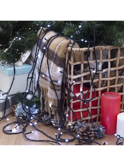 Гирлянда «Нить» 20 м, IP20, тёмная нить, 200 LED, свечение белое, 8 режимов, 220 В