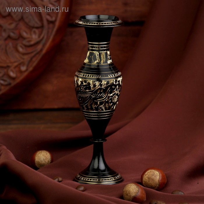 Интерьерный сувенир ваза "Сказка" латунь, 4,5х4,5х14 см - Фото 1