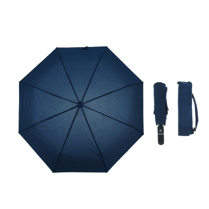 Зонт автоматический "Однотонный", R=49см, цвет тёмно-синий - Фото 1