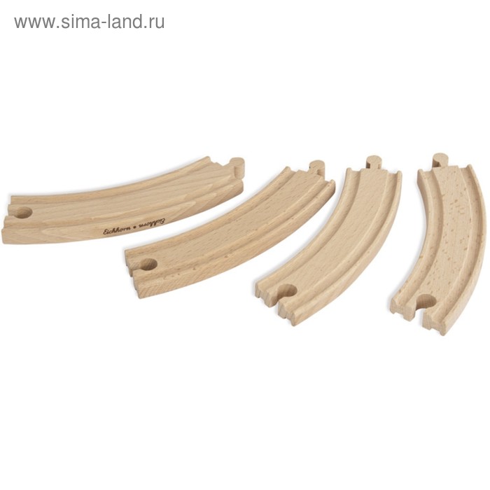 Игровой набор закруглённых элементов деревянной железной дороги - Фото 1