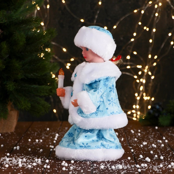Снегурочка "Пуговка ромбик" с подсветкой, двигается, 30 см, голубой - фото 1908398657